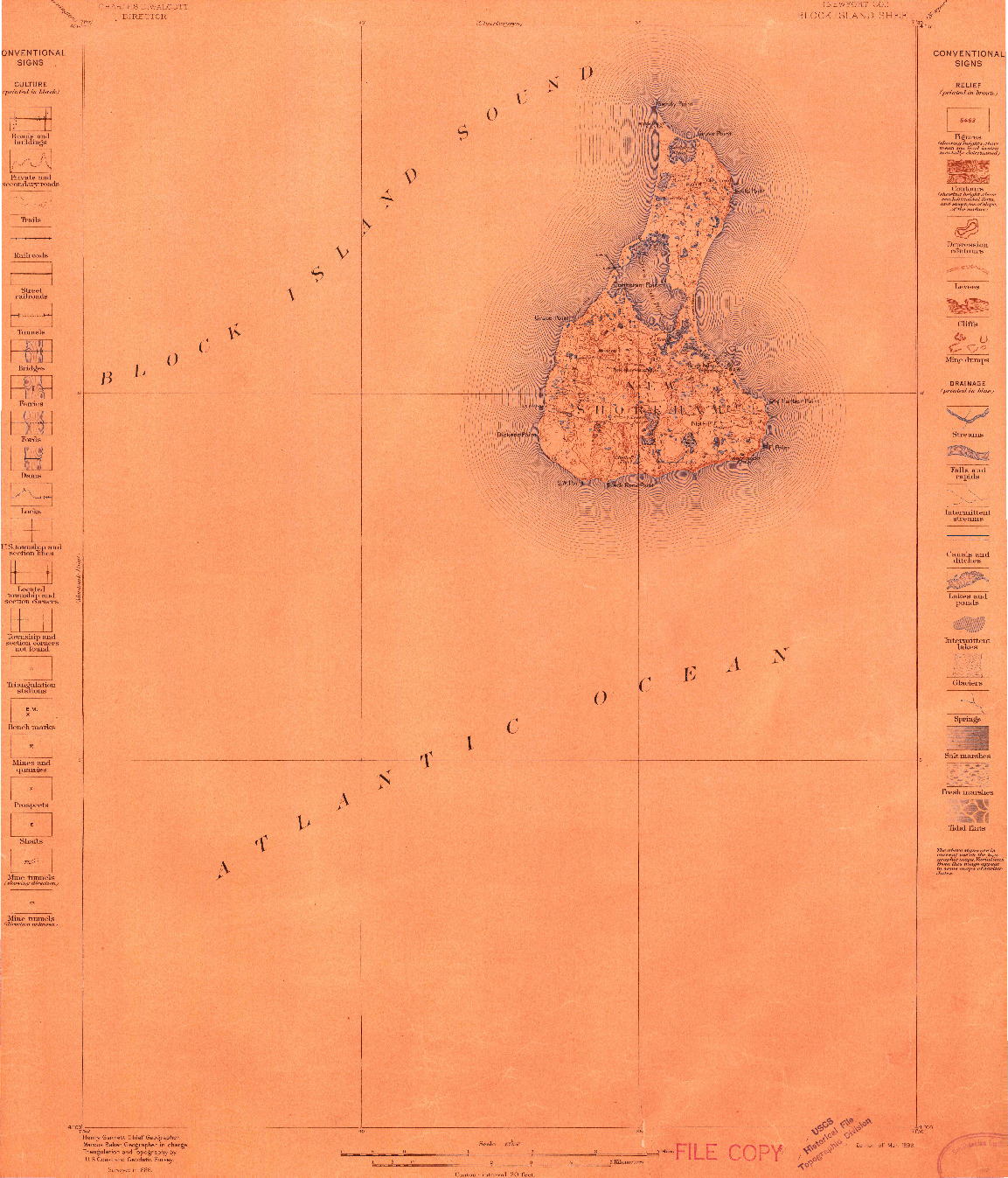 USGS 1:62500-SCALE QUADRANGLE FOR BLOCK ISLAND, RI 1899