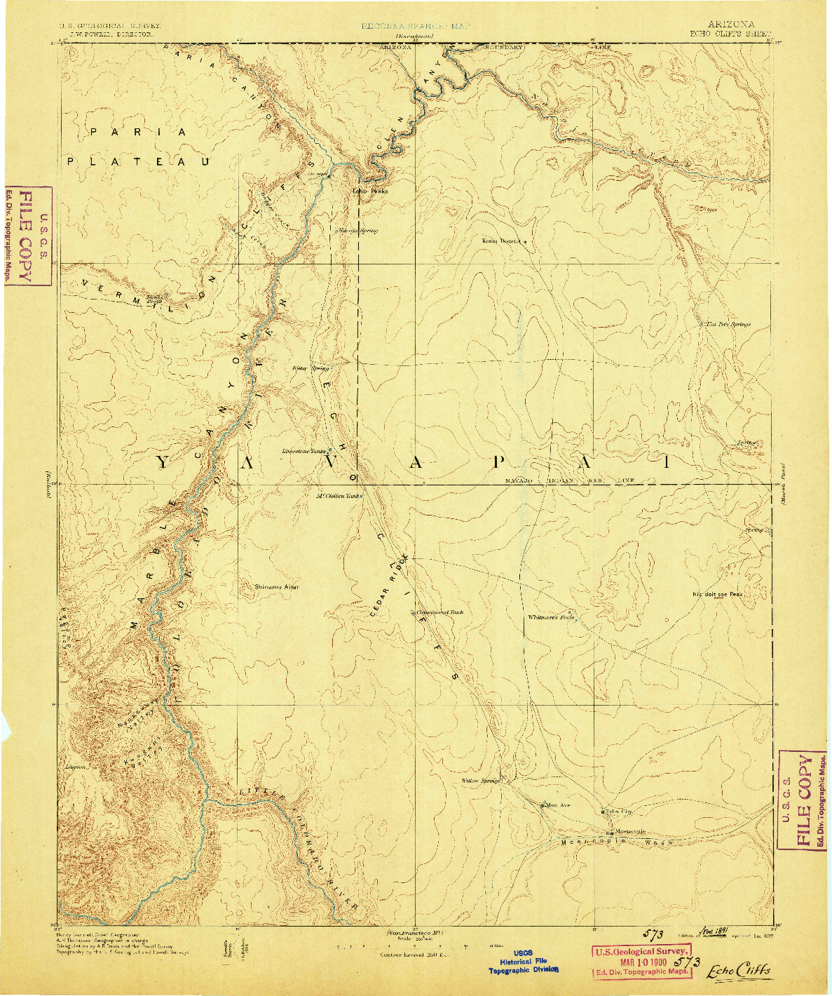 USGS 1:250000-SCALE QUADRANGLE FOR ECHO CLIFFS, AZ 1886