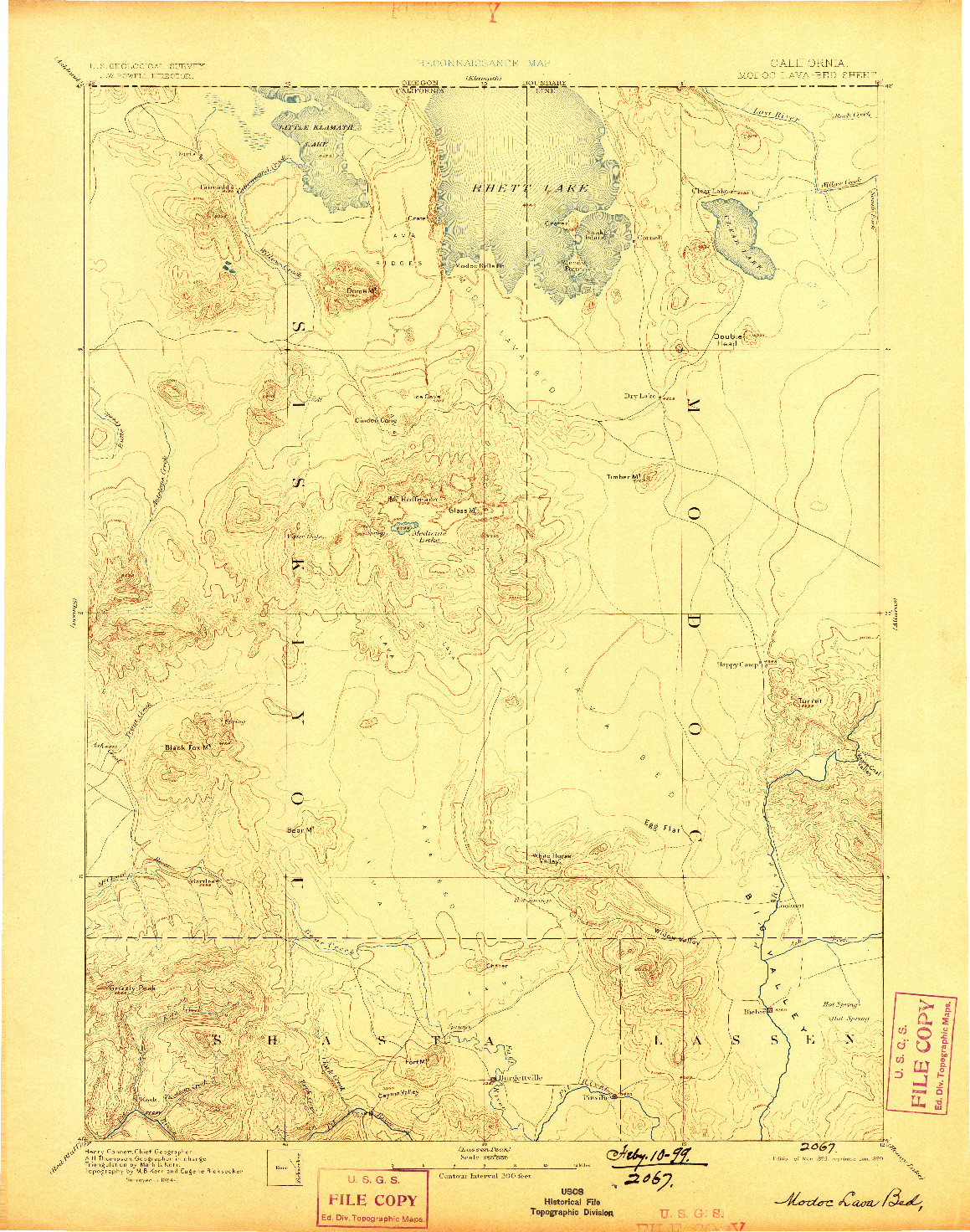 USGS 1:250000-SCALE QUADRANGLE FOR MODOC LAVA BED, CA 1892