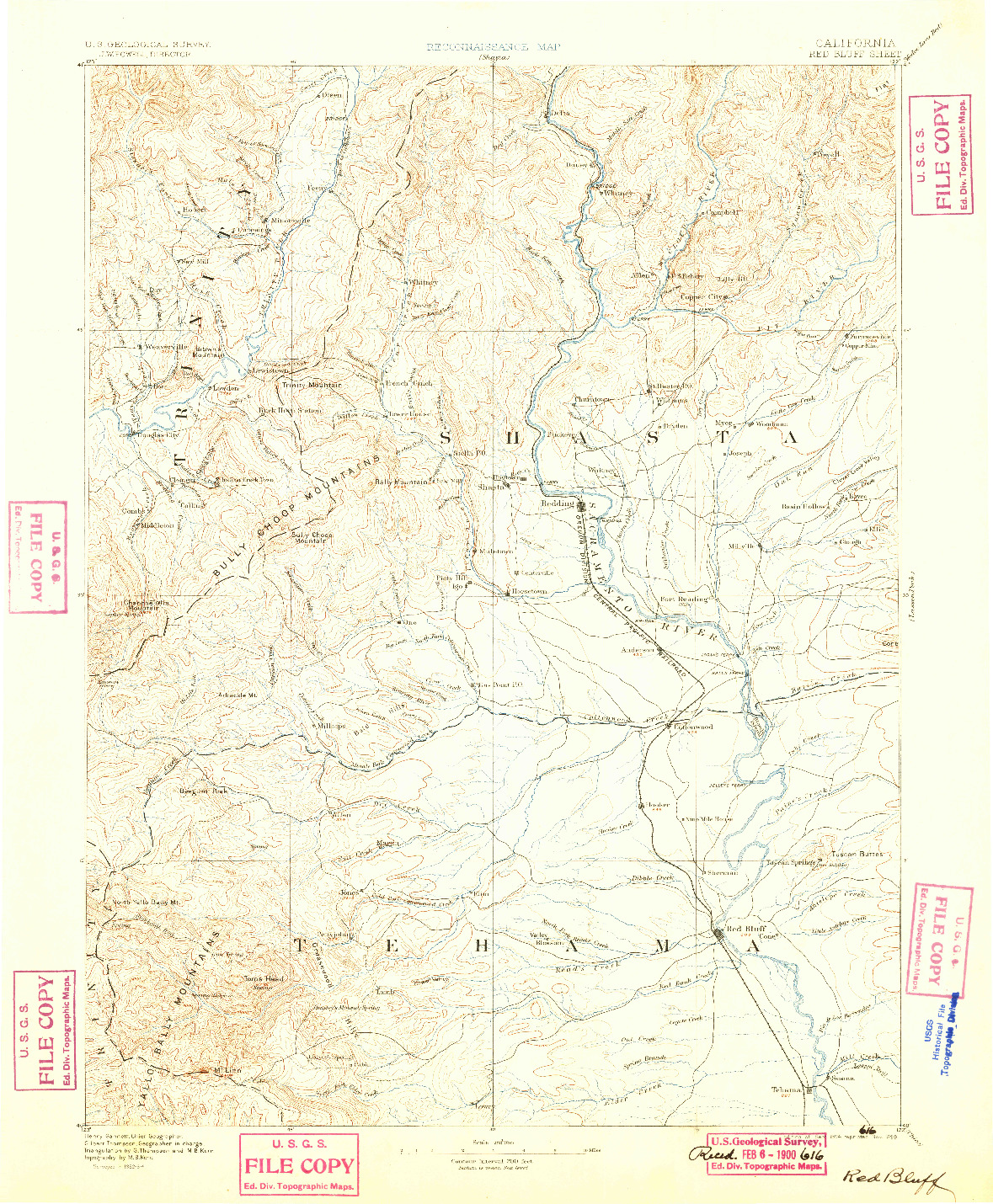 USGS 1:250000-SCALE QUADRANGLE FOR RED BLUFF, CA 1894