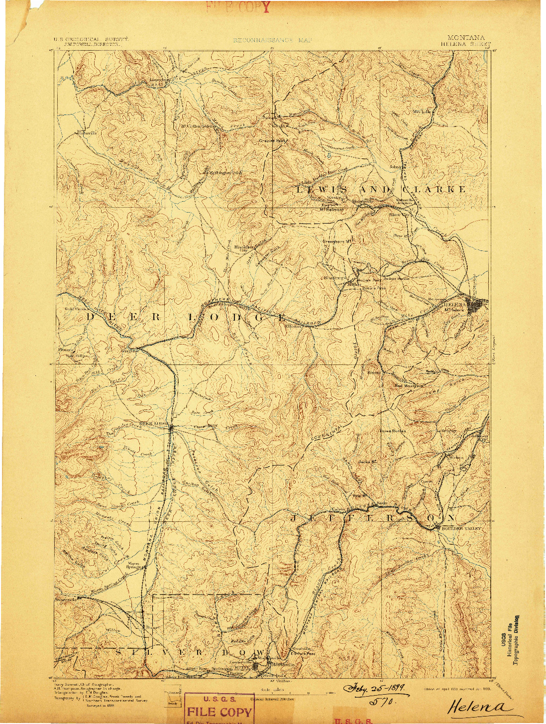USGS 1:250000-SCALE QUADRANGLE FOR HELENA, MT 1893
