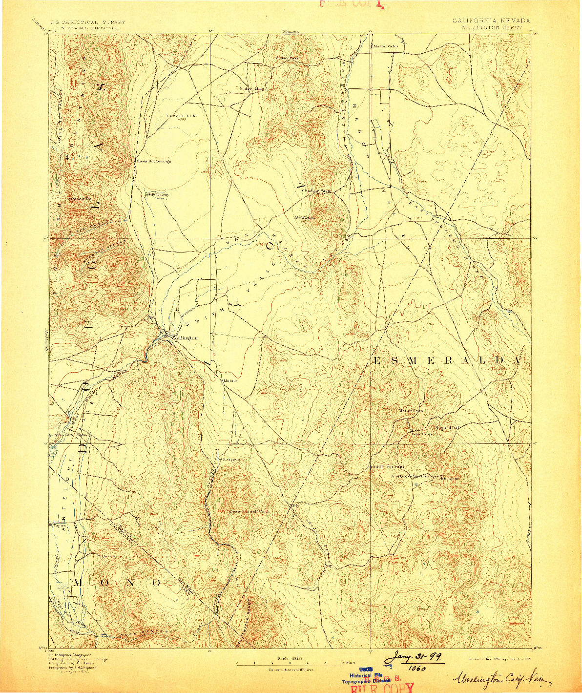 USGS 1:125000-SCALE QUADRANGLE FOR WELLINGTON, CA 1893