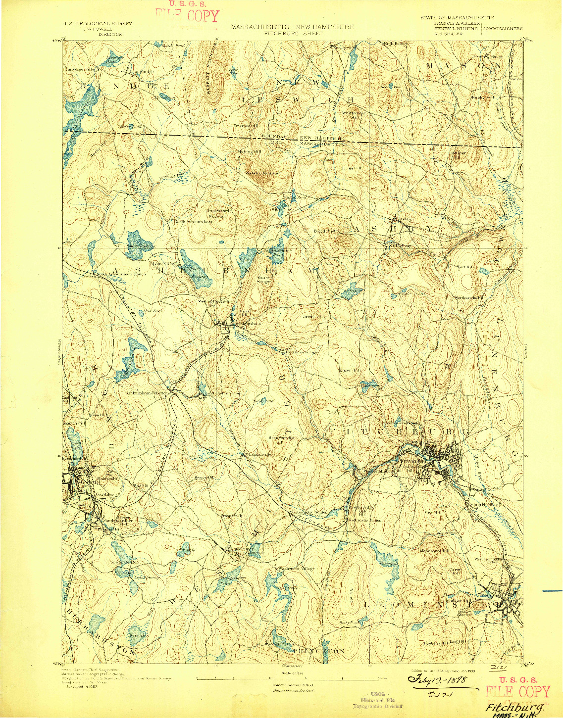 USGS 1:62500-SCALE QUADRANGLE FOR FITCHBURG, MA 1893