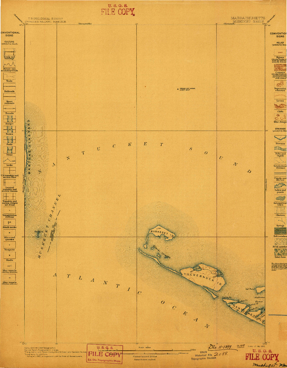 USGS 1:62500-SCALE QUADRANGLE FOR MUSKEGET, MA 1899