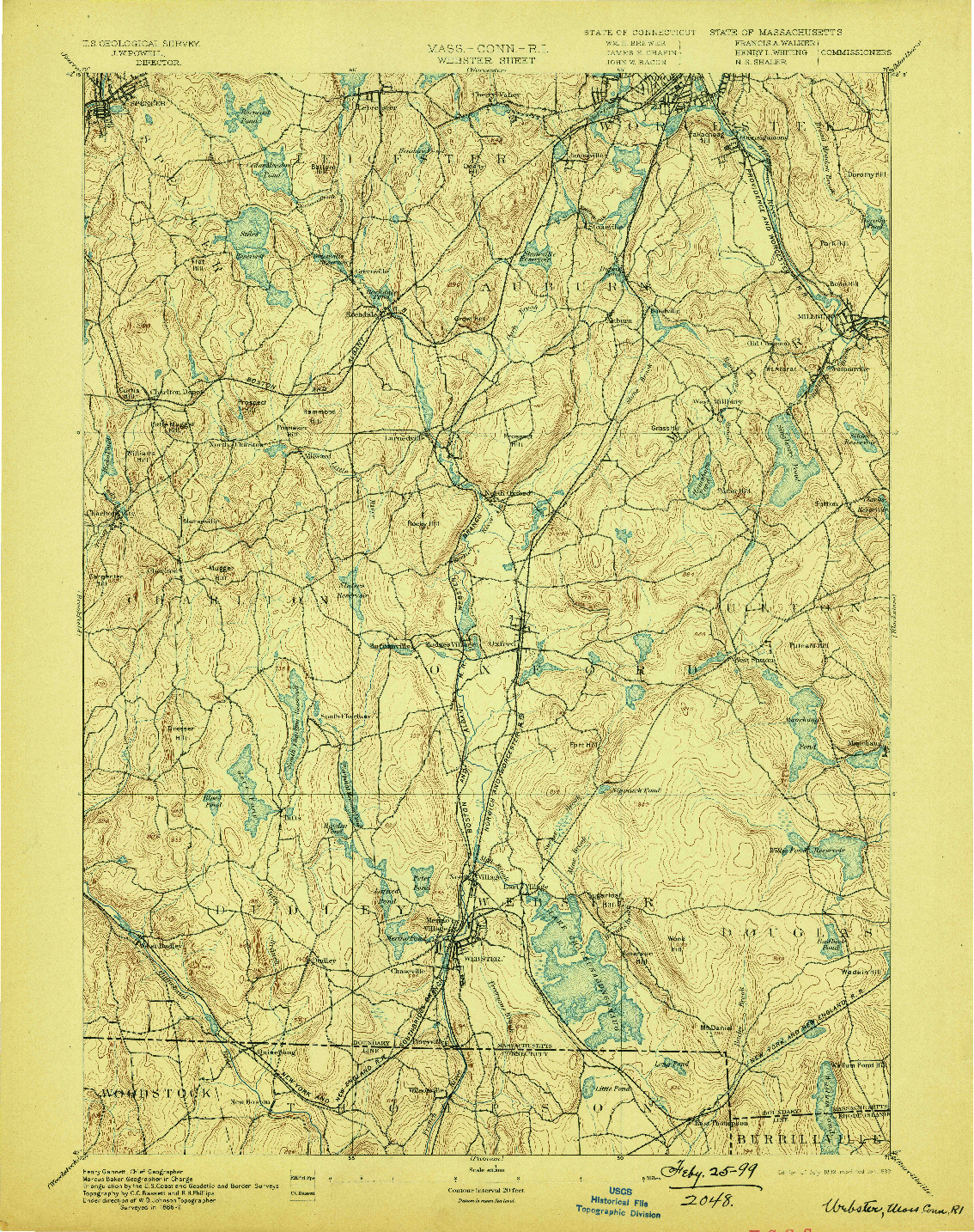 USGS 1:62500-SCALE QUADRANGLE FOR WEBSTER, MA 1892