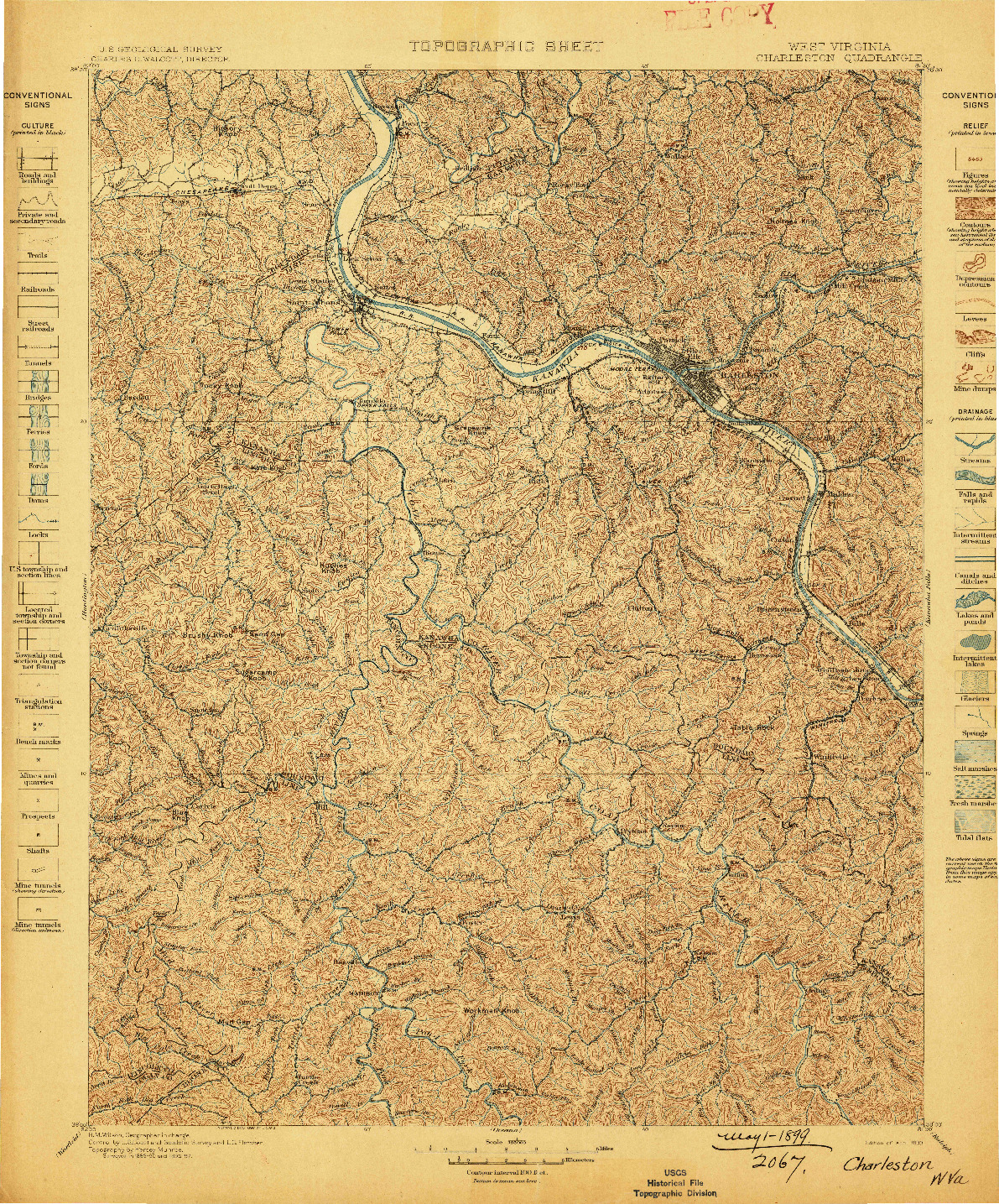 USGS 1:125000-SCALE QUADRANGLE FOR CHARLESTON, WV 1899