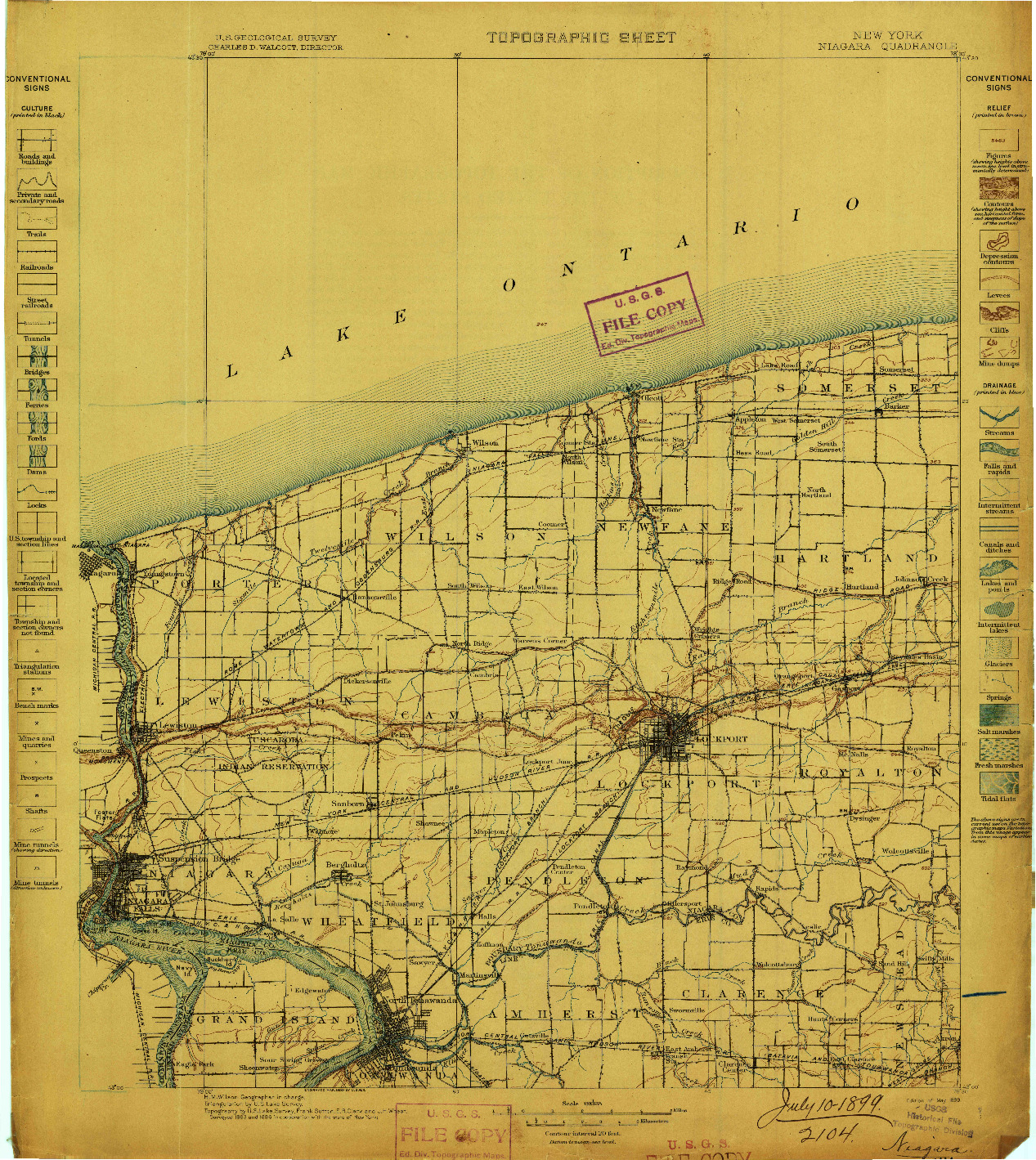 USGS 1:125000-SCALE QUADRANGLE FOR NIAGARA, NY 1899