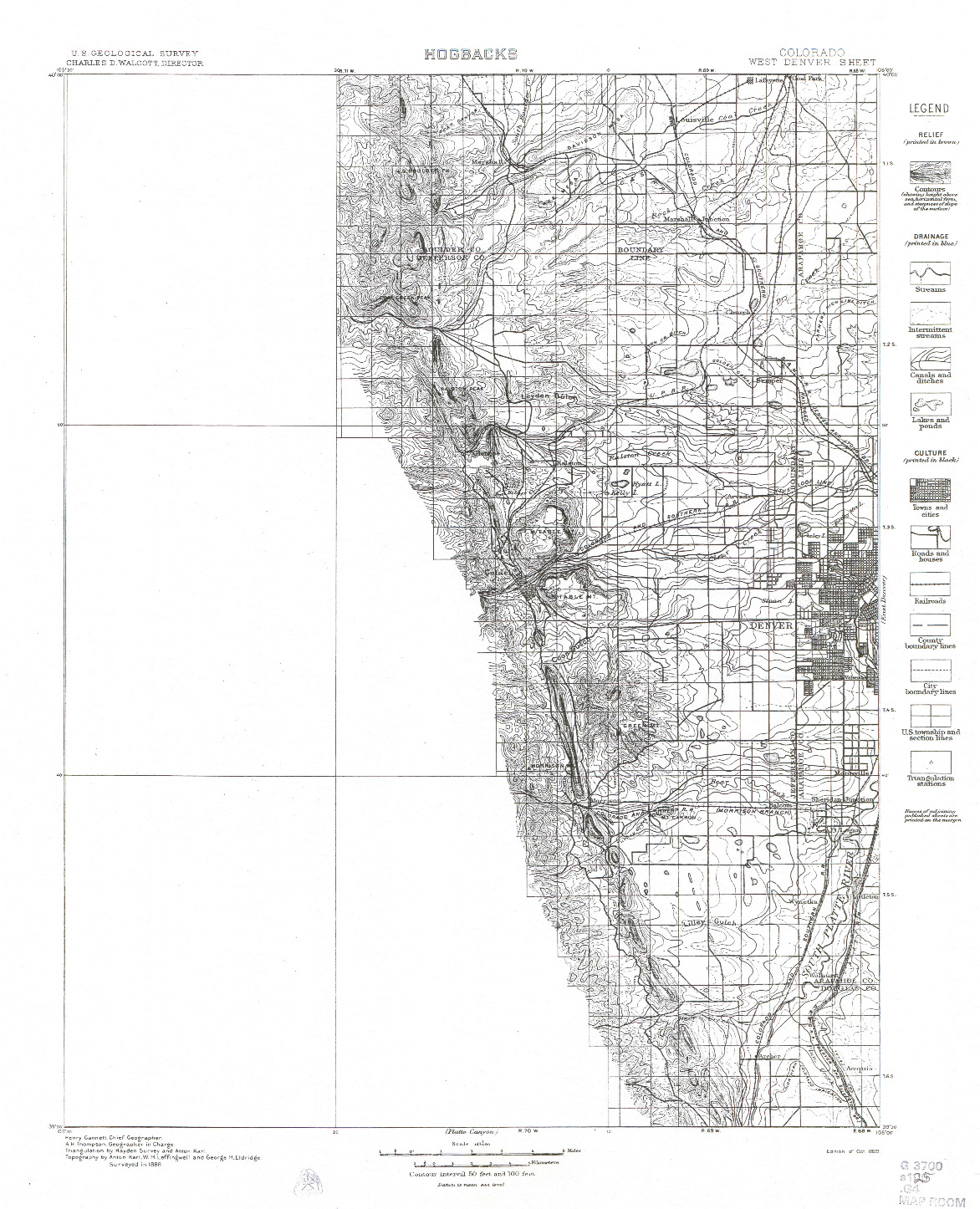 USGS 1:125000-SCALE QUADRANGLE FOR WEST DENVER, CO 1899
