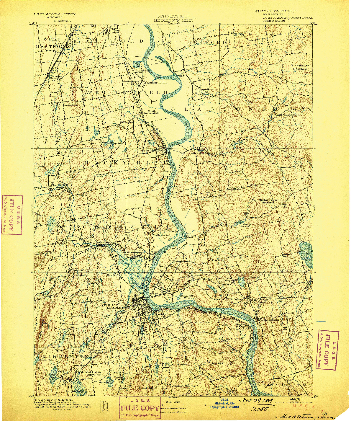 USGS 1:62500-SCALE QUADRANGLE FOR MIDDLETOWN, CT 1893