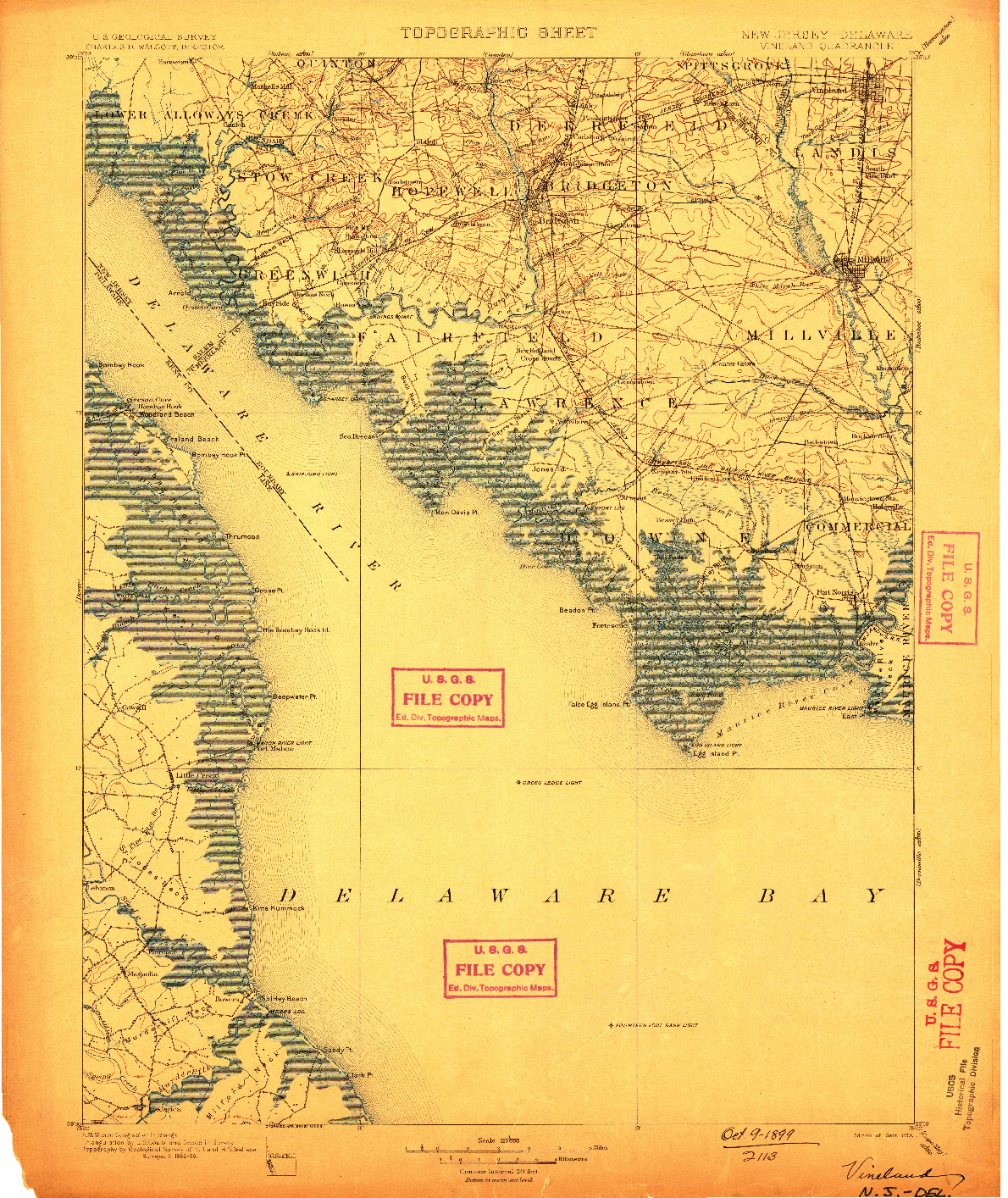 USGS 1:125000-SCALE QUADRANGLE FOR VINELAND, NJ 1899