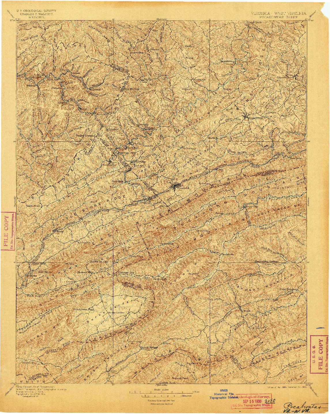 USGS 1:125000-SCALE QUADRANGLE FOR POCAHONTAS, VA 1895