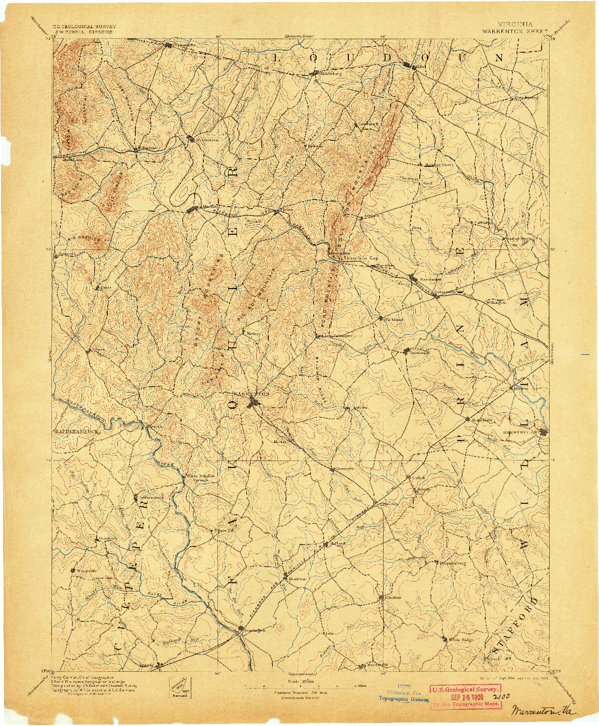 USGS 1:125000-SCALE QUADRANGLE FOR WARRENTON, VA 1894