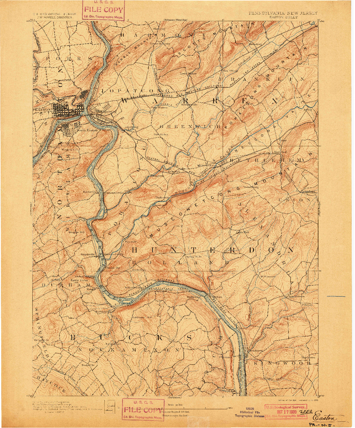 USGS 1:62500-SCALE QUADRANGLE FOR EASTON, PA 1891