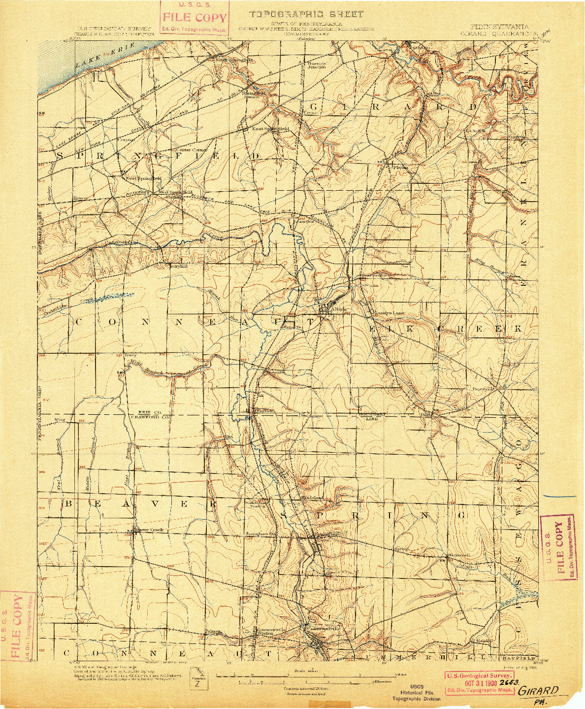 USGS 1:62500-SCALE QUADRANGLE FOR GIRARD, PA 1900