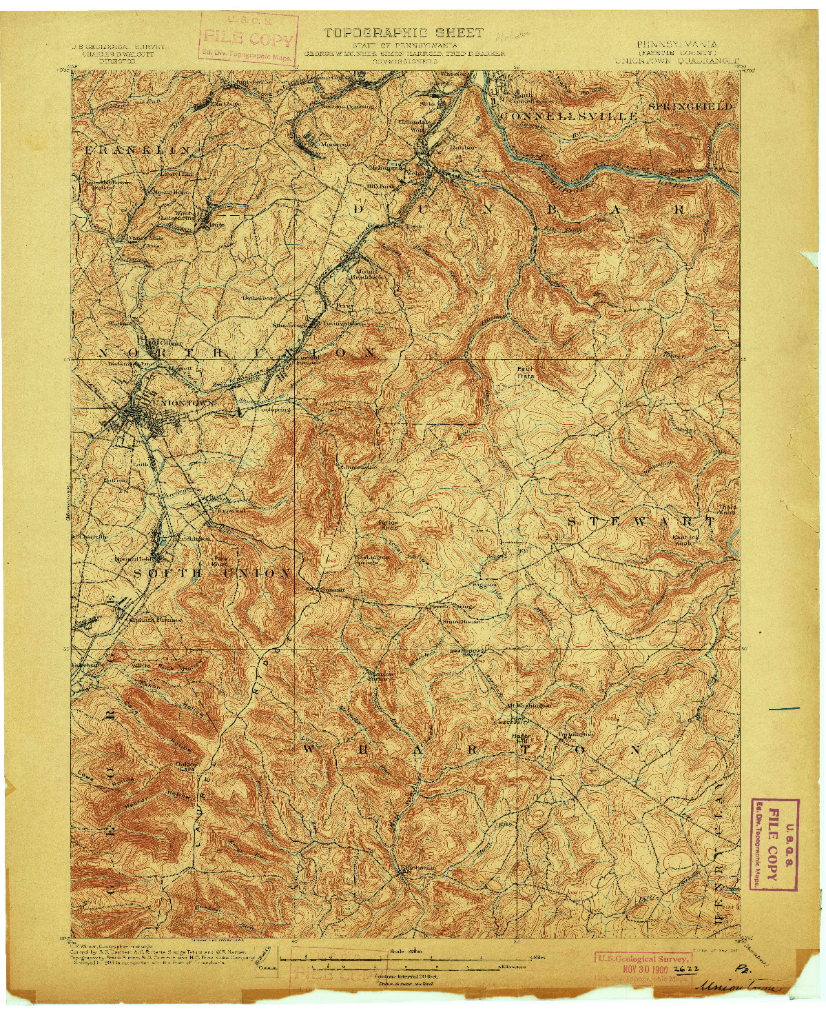 USGS 1:62500-SCALE QUADRANGLE FOR UNIONTOWN, PA 1900