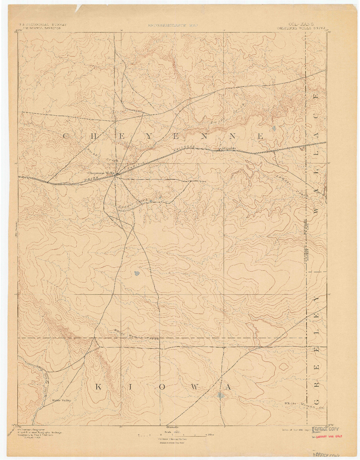 USGS 1:125000-SCALE QUADRANGLE FOR CHEYENNE WELLS, CO 1894