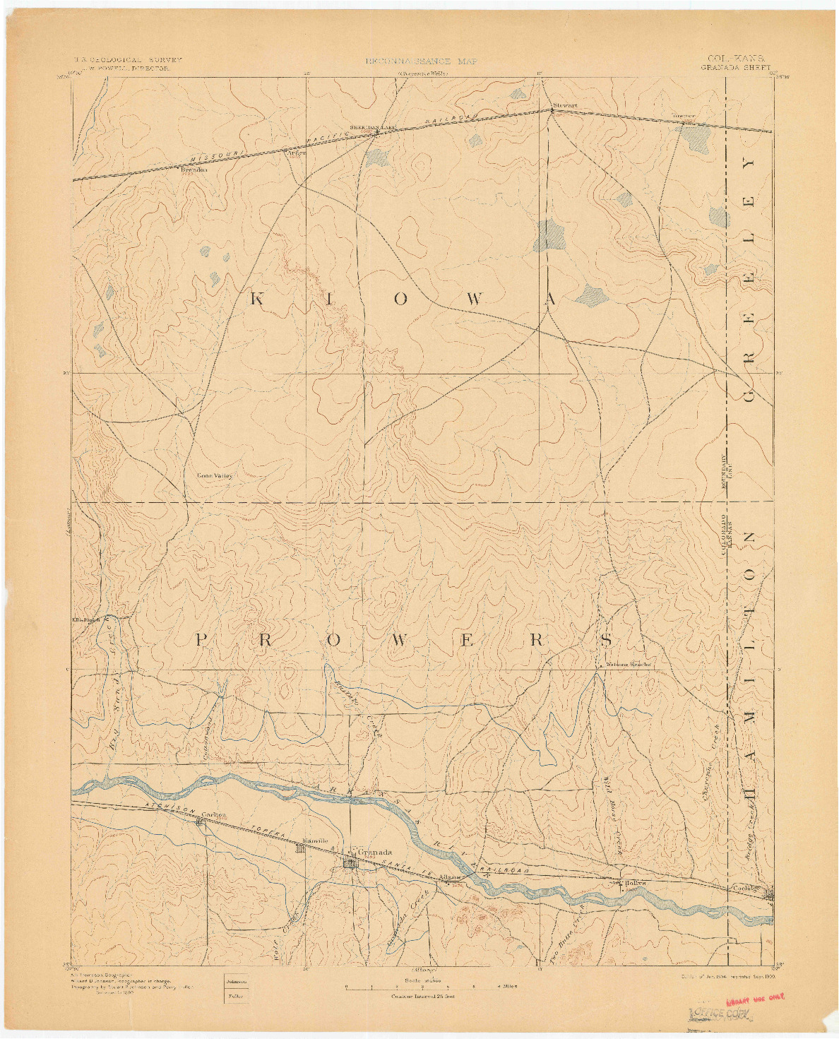 USGS 1:125000-SCALE QUADRANGLE FOR GRANADA, CO 1894