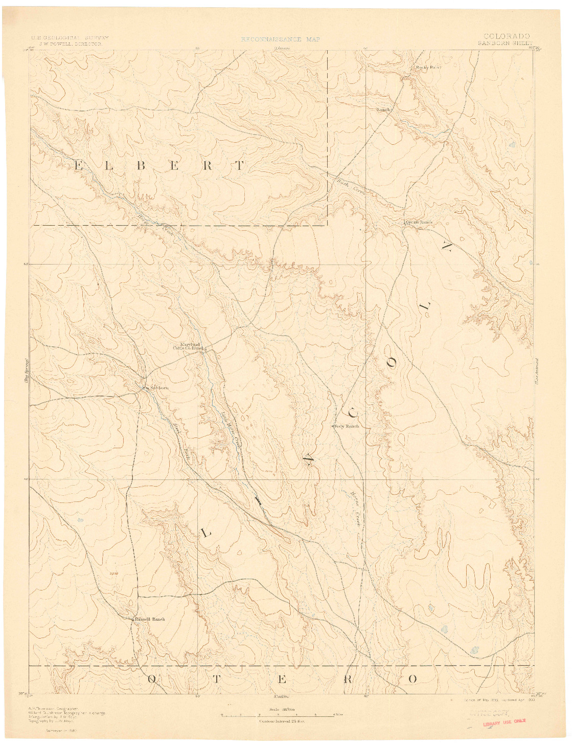 USGS 1:125000-SCALE QUADRANGLE FOR SANBORN, CO 1893