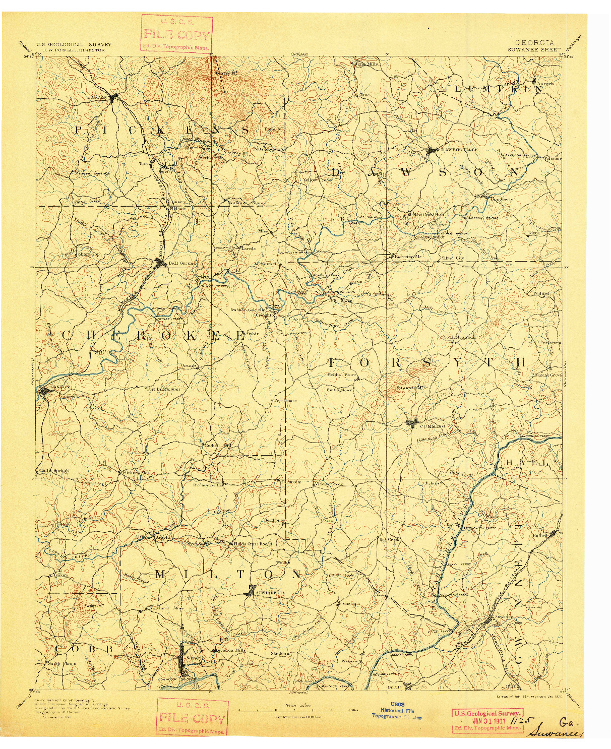 USGS 1:125000-SCALE QUADRANGLE FOR SUWANEE, GA 1894