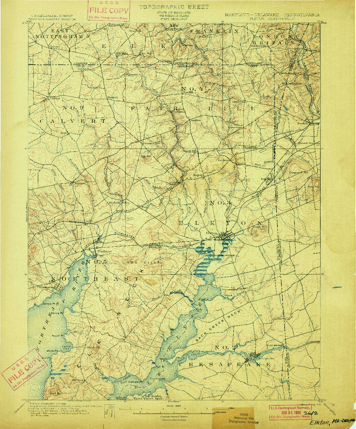 USGS 1:62500-SCALE QUADRANGLE FOR ELKTON, MD 1900