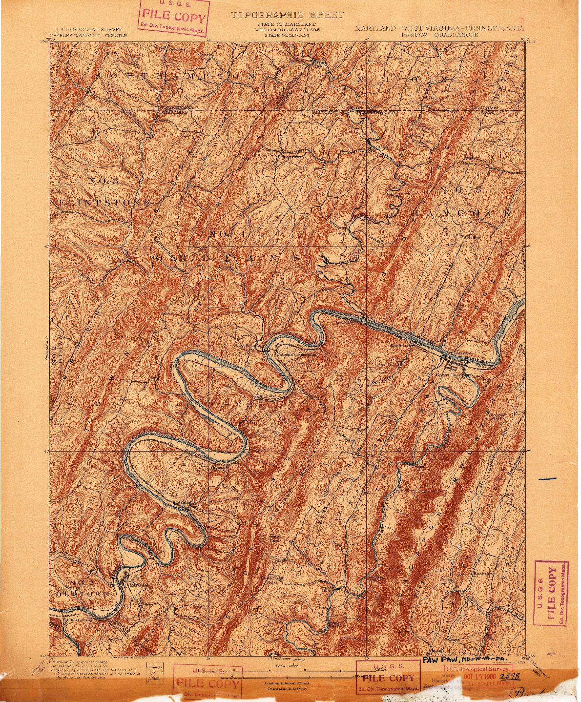 USGS 1:62500-SCALE QUADRANGLE FOR PAWPAW, MD 1900