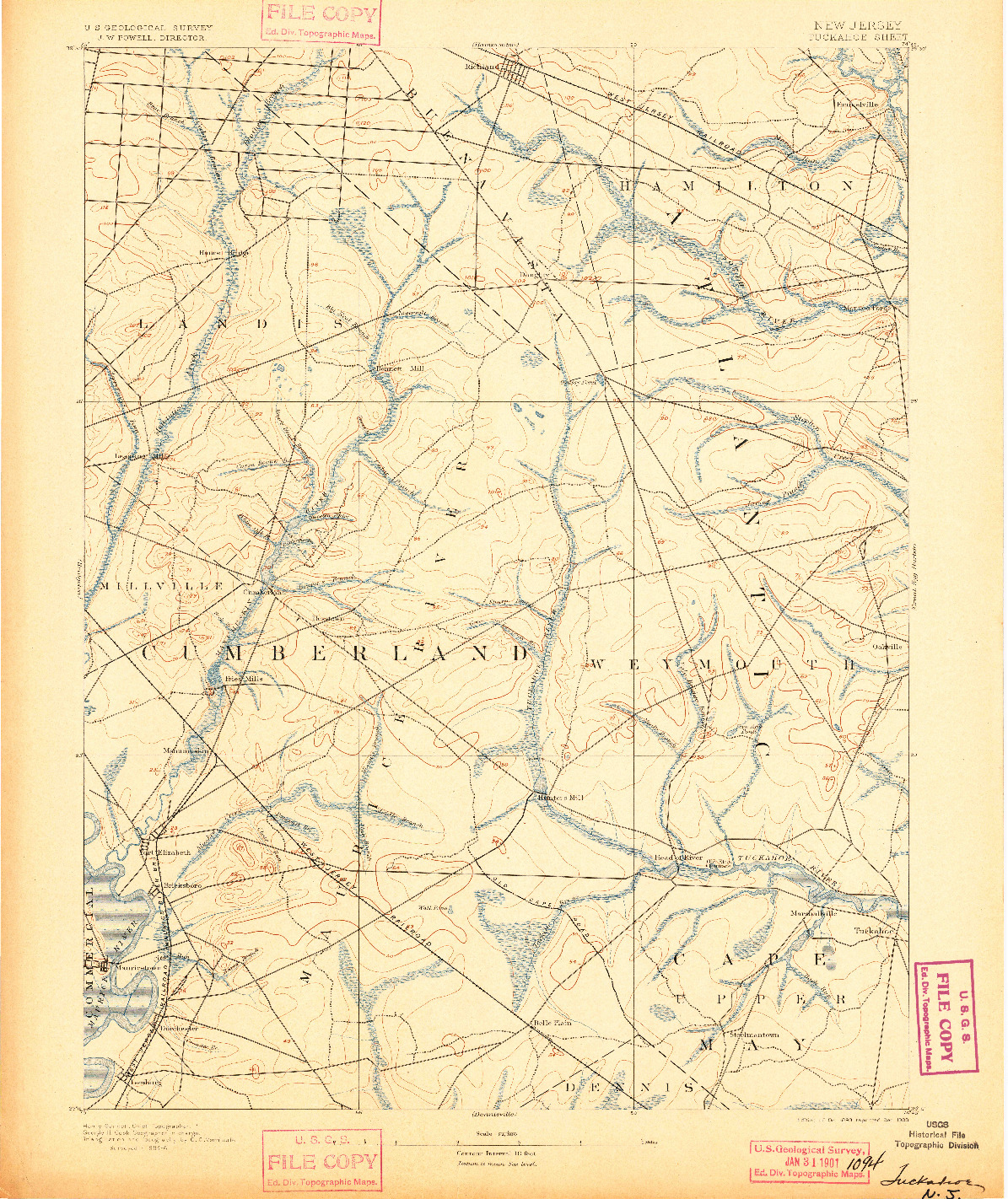 USGS 1:62500-SCALE QUADRANGLE FOR TUCKAHOE, NJ 1893