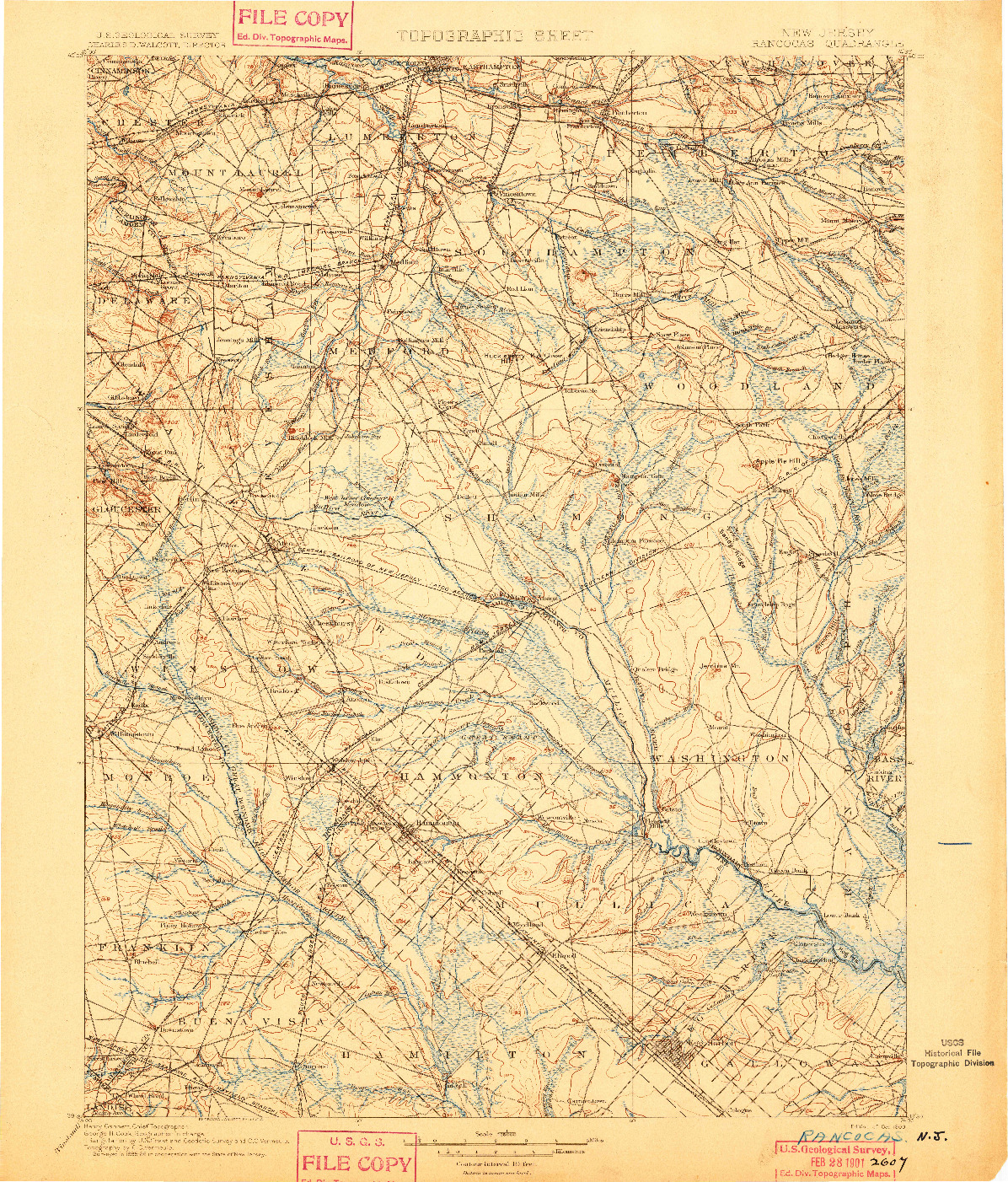 USGS 1:125000-SCALE QUADRANGLE FOR RANCOCAS, NJ 1900