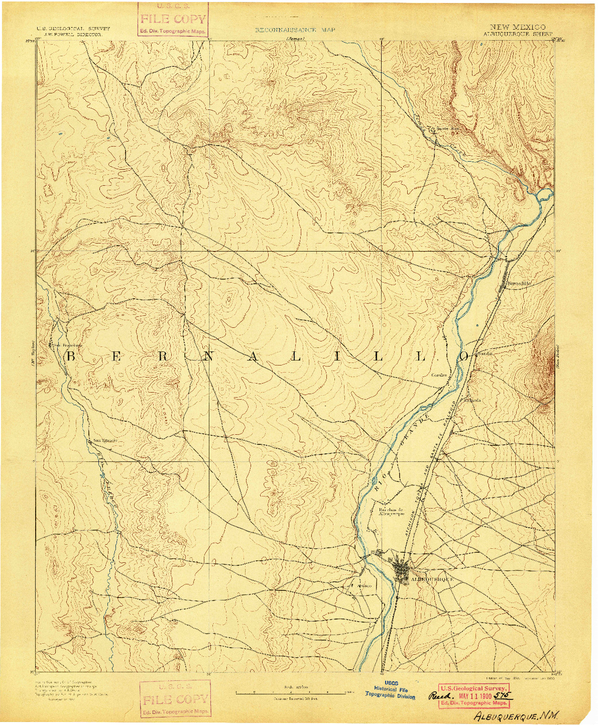 USGS 1:125000-SCALE QUADRANGLE FOR ALBUQUERQUE, NM 1893