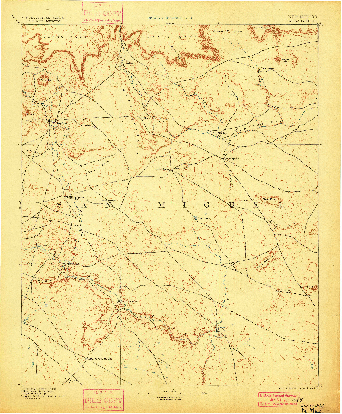 USGS 1:125000-SCALE QUADRANGLE FOR CORAZON, NM 1894