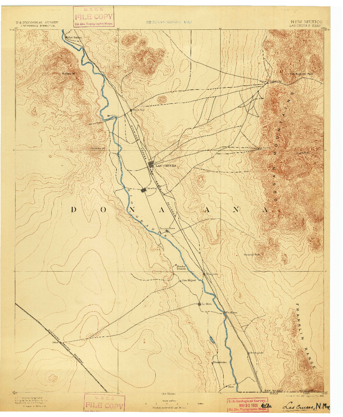 USGS 1:125000-SCALE QUADRANGLE FOR LAS CRUCES, NM 1893