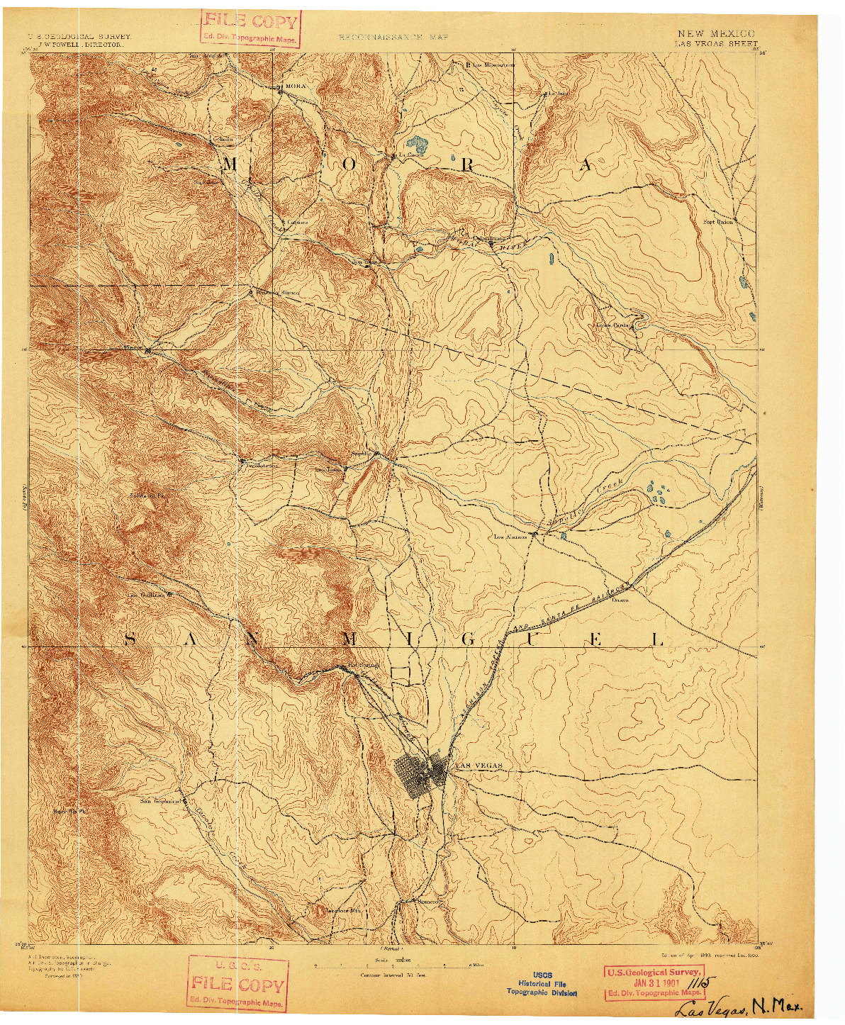 USGS 1:125000-SCALE QUADRANGLE FOR LAS VEGAS, NM 1893