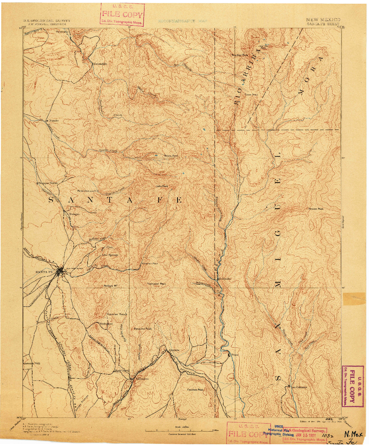 USGS 1:125000-SCALE QUADRANGLE FOR SANTA FE, NM 1894