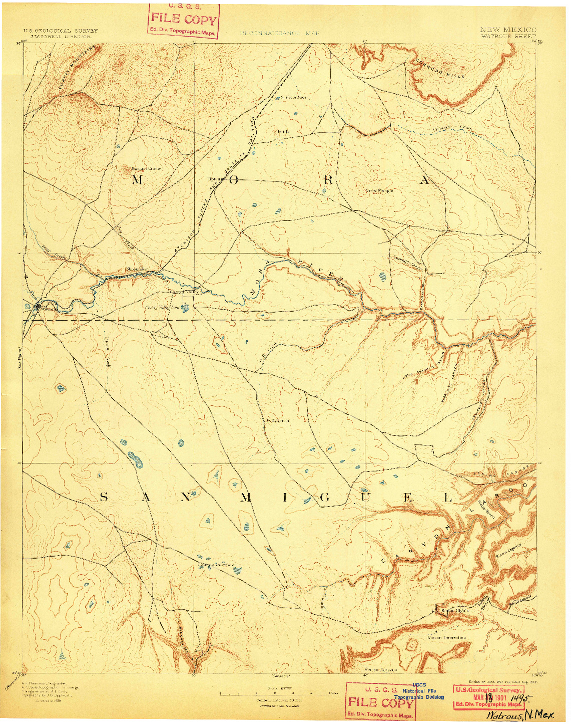 USGS 1:125000-SCALE QUADRANGLE FOR WATROUS, NM 1894