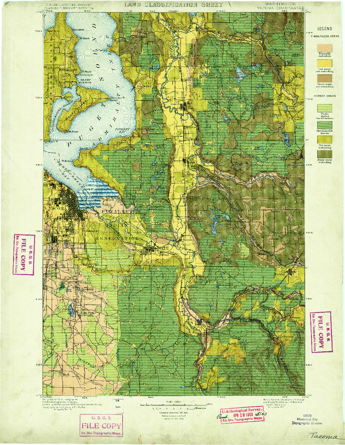 USGS 1:125000-SCALE QUADRANGLE FOR TACOMA, WA 1900