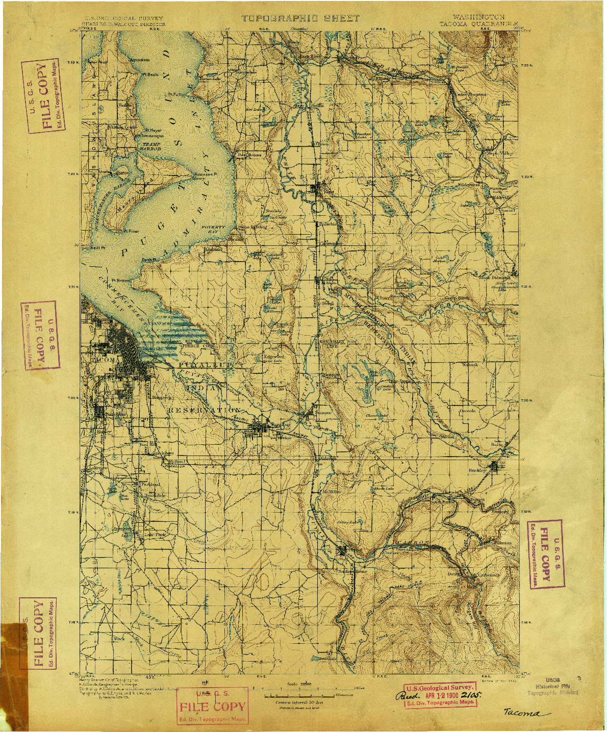 USGS 1:125000-SCALE QUADRANGLE FOR TACOMA, WA 1900