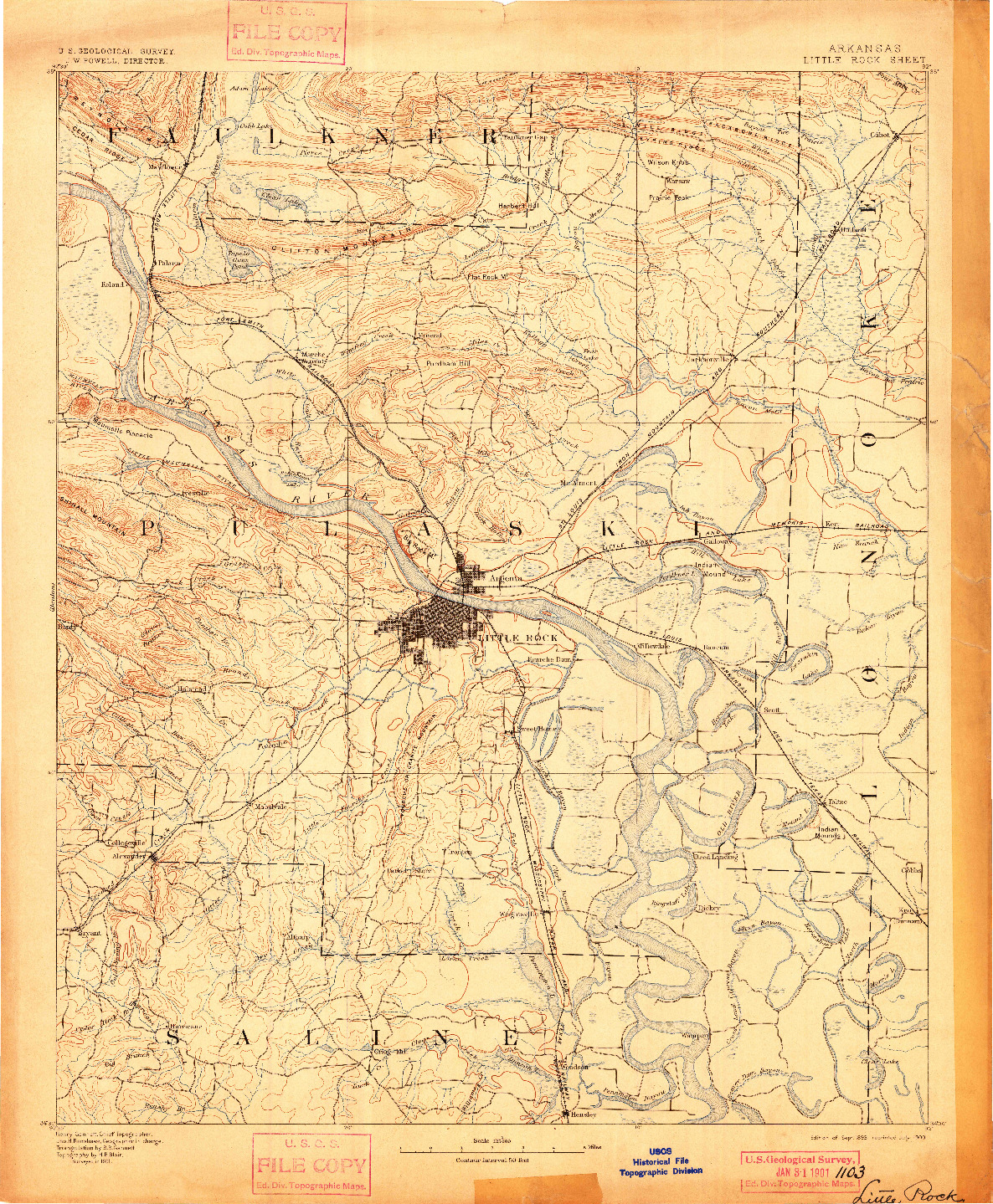 USGS 1:125000-SCALE QUADRANGLE FOR LITTLE ROCK, AR 1893