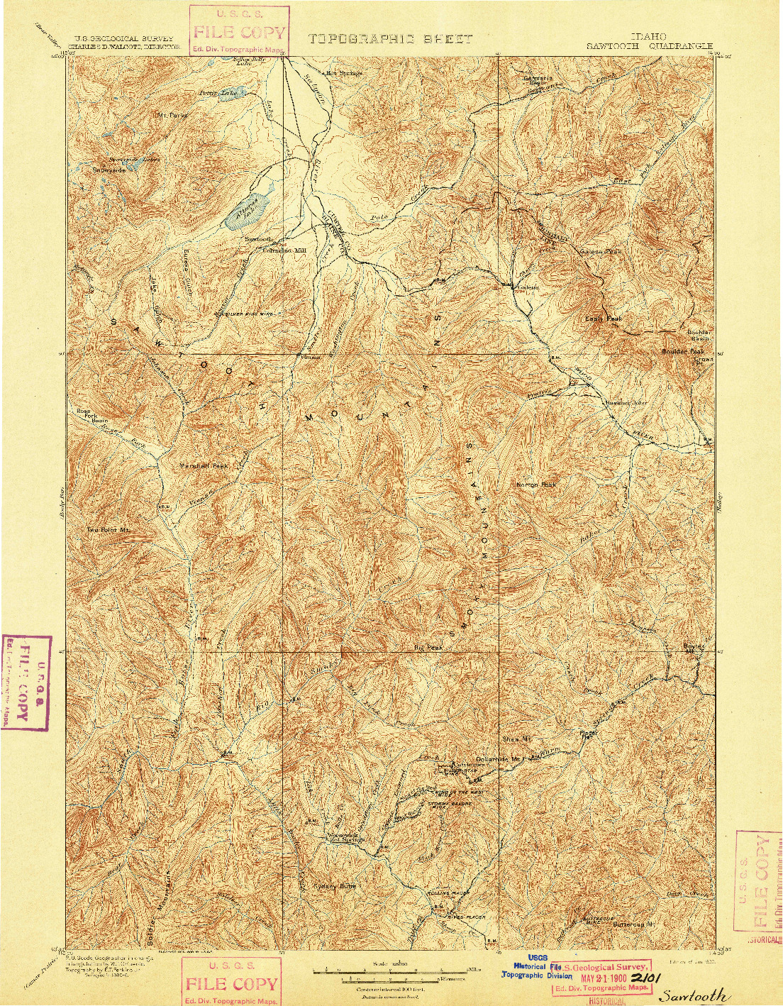 USGS 1:125000-SCALE QUADRANGLE FOR SAWTOOTH, ID 1900