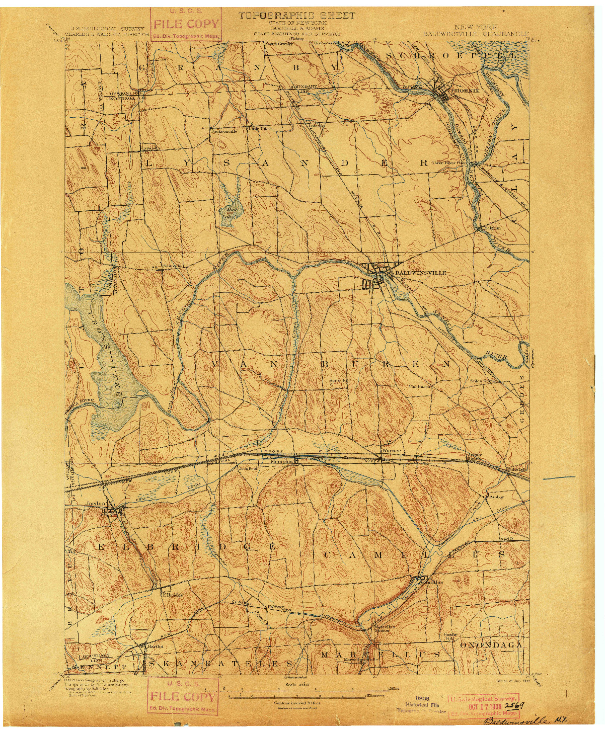 USGS 1:62500-SCALE QUADRANGLE FOR BALDWINSVILLE, NY 1900