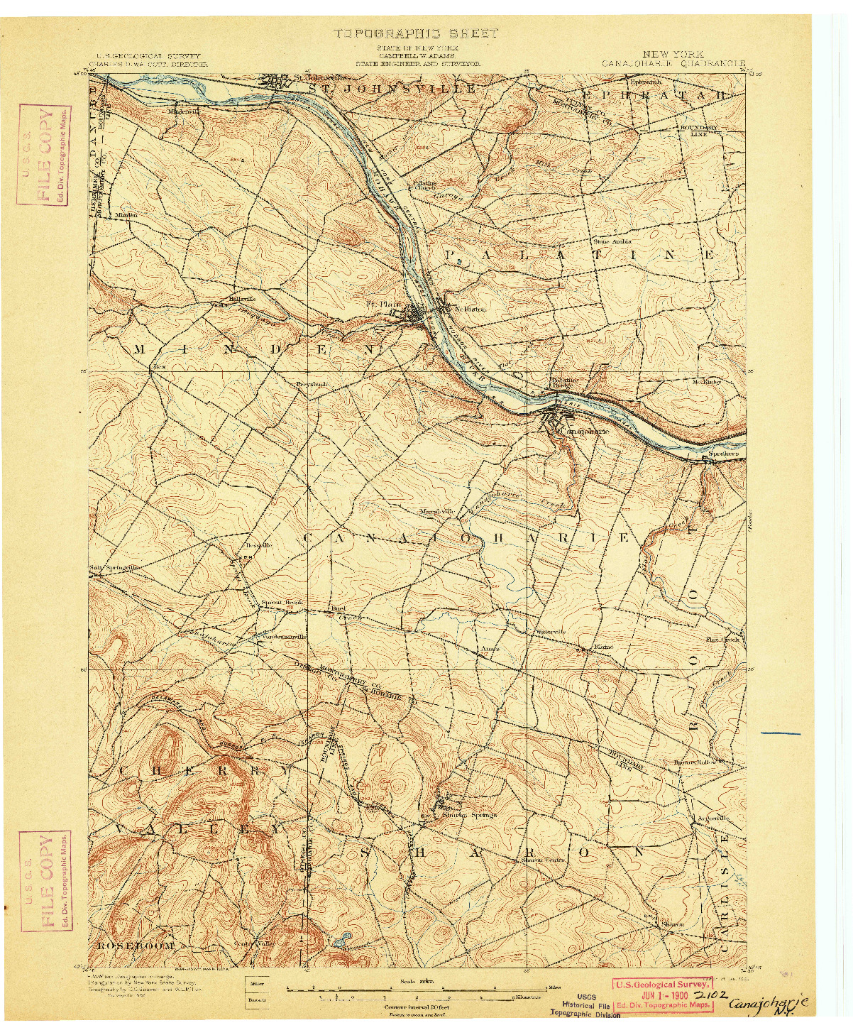 USGS 1:62500-SCALE QUADRANGLE FOR CANAJOHARIE, NY 1900