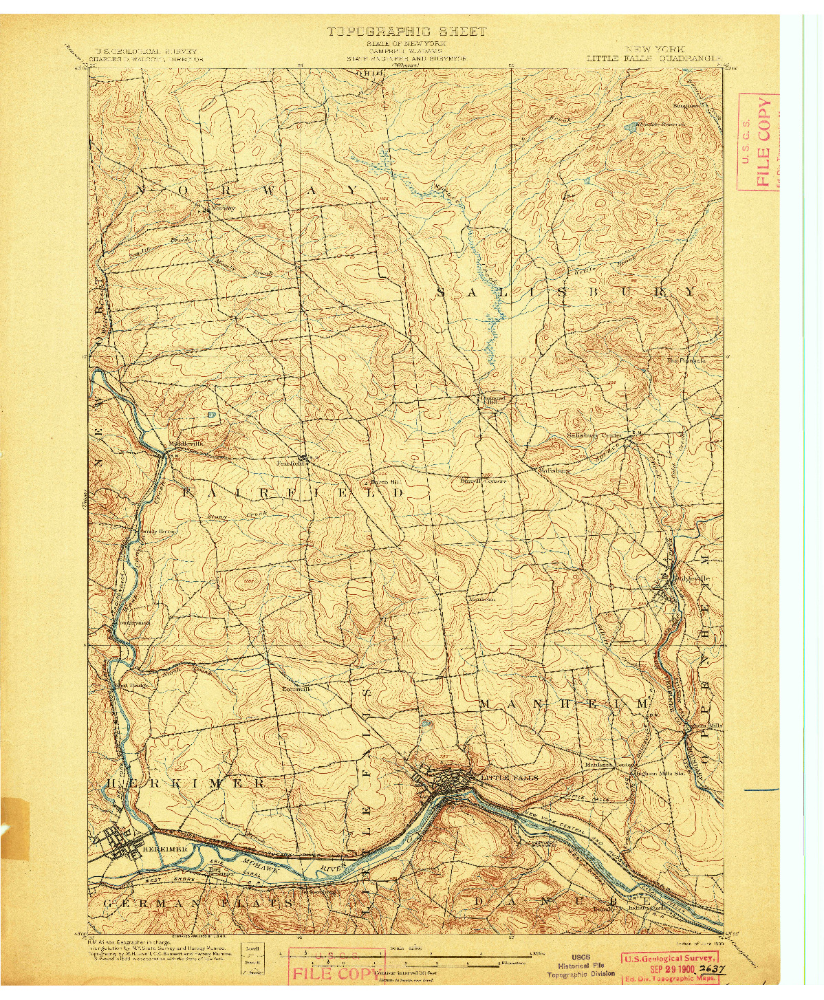 USGS 1:62500-SCALE QUADRANGLE FOR LITTLE FALLS, NY 1900