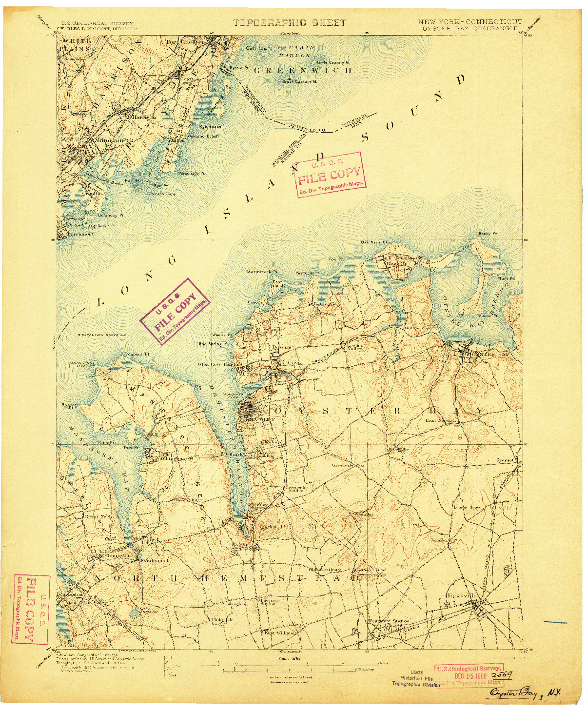 USGS 1:62500-SCALE QUADRANGLE FOR OYSTER BAY, NY 1900