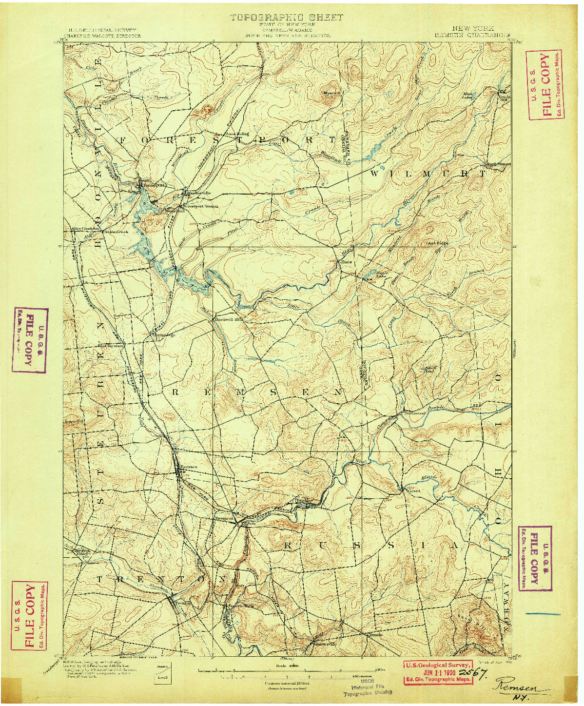 USGS 1:62500-SCALE QUADRANGLE FOR REMSEN, NY 1900