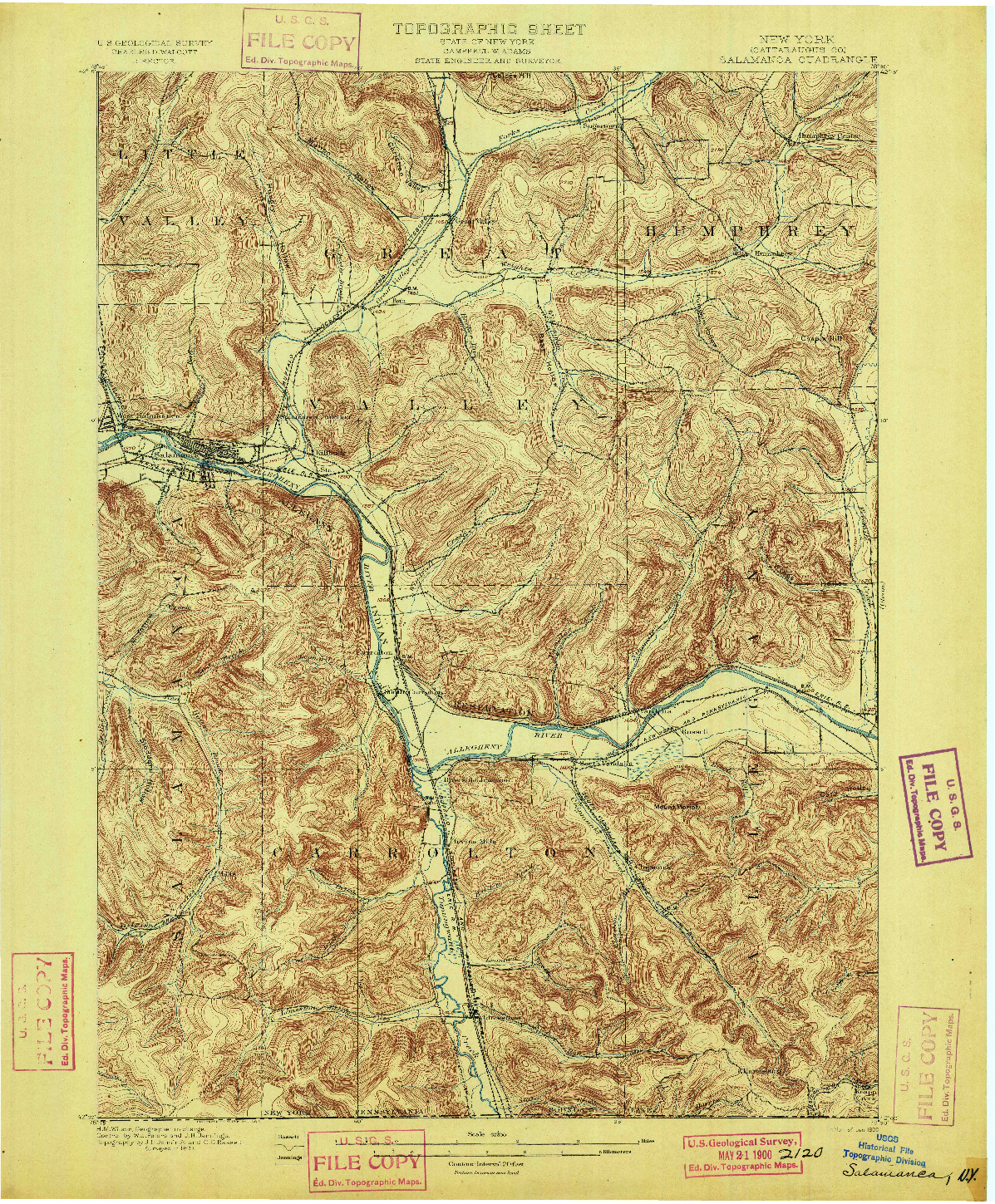 USGS 1:62500-SCALE QUADRANGLE FOR SALAMANCA, NY 1900