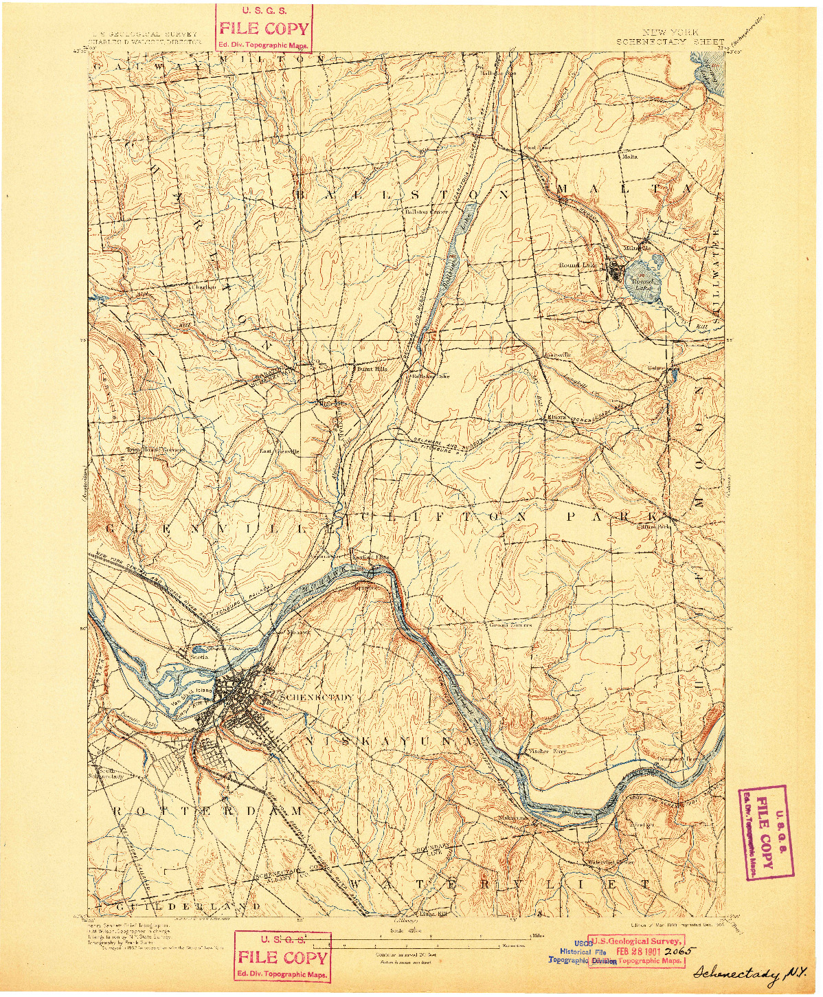 USGS 1:62500-SCALE QUADRANGLE FOR SCHENECTADY, NY 1898