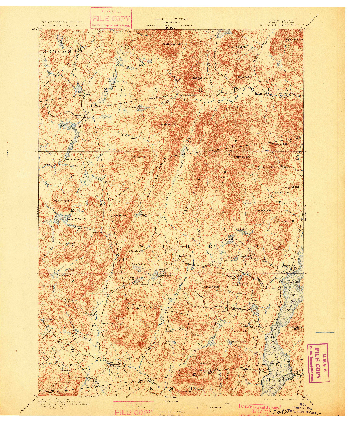 USGS 1:62500-SCALE QUADRANGLE FOR SCHROON LAKE, NY 1897