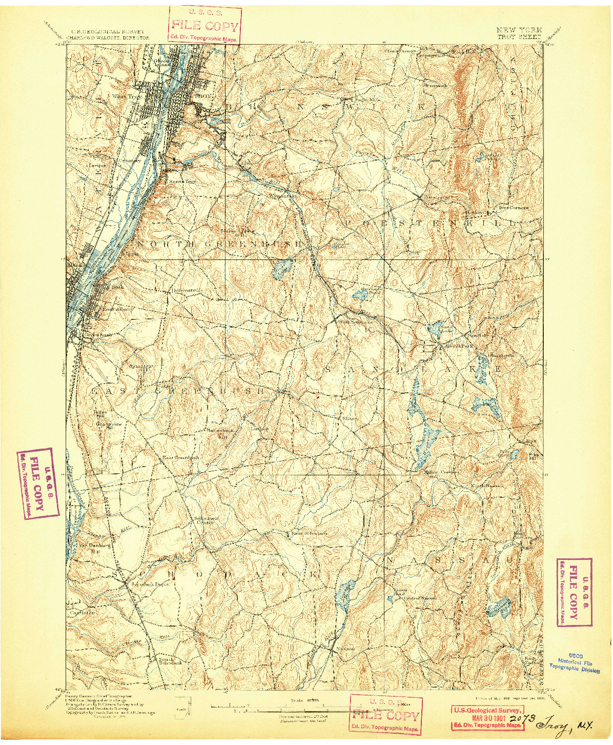 USGS 1:62500-SCALE QUADRANGLE FOR TROY, NY 1898