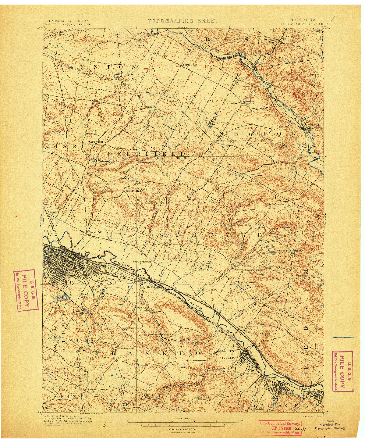 USGS 1:62500-SCALE QUADRANGLE FOR UTICA, NY 1900