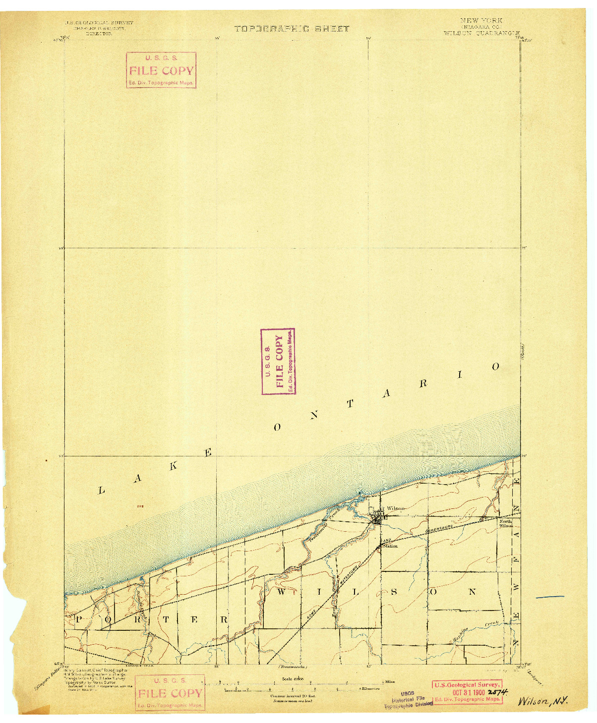 USGS 1:62500-SCALE QUADRANGLE FOR WILSON, NY 1900
