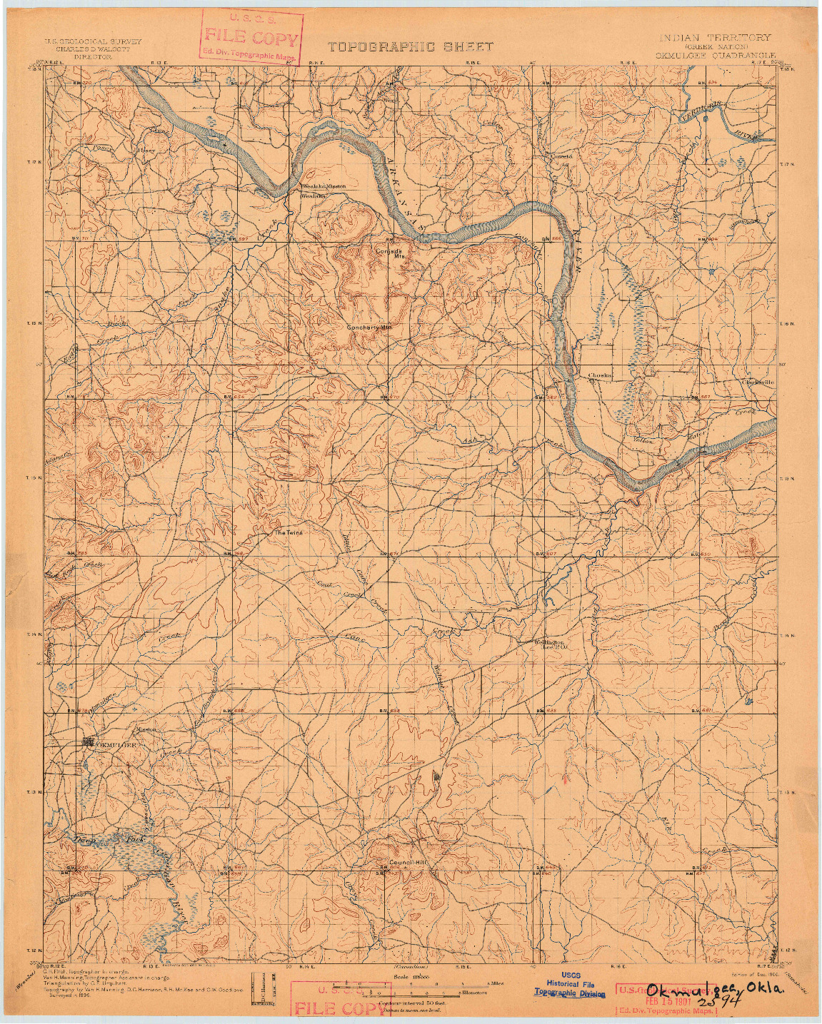 USGS 1:125000-SCALE QUADRANGLE FOR OKMULGEE, IT 1900