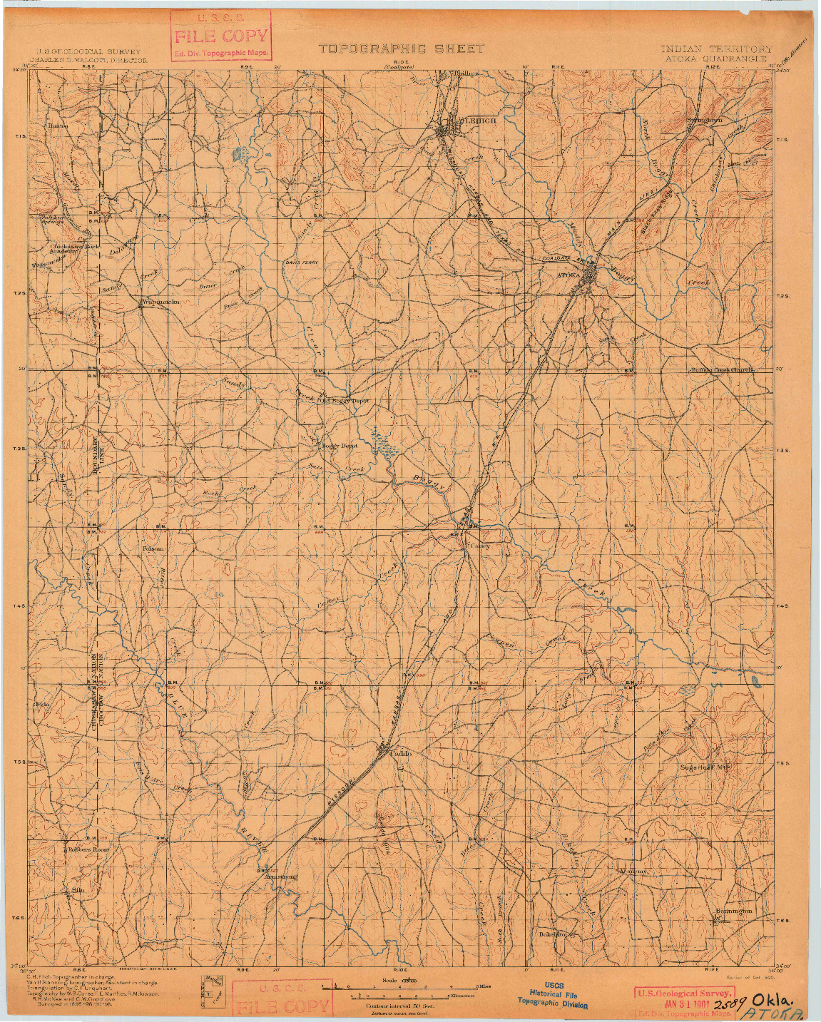 USGS 1:125000-SCALE QUADRANGLE FOR ATOKA, OK 1900